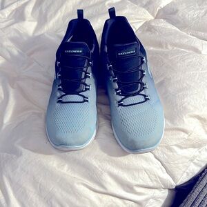 Sketcher size 11, tennis shoe blue to light blue women’s memory foam